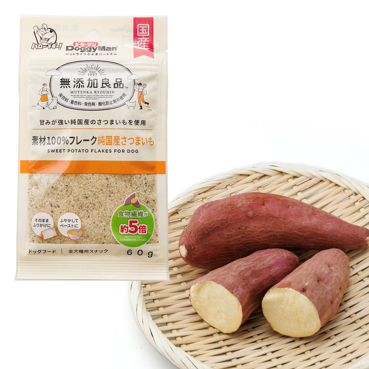 ドギーマン 無添加良品 素材100%フレーク 純国産さつまいも 60g ×4個セット